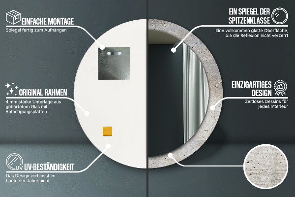 Round decorative mirror Gray concrete