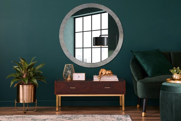 Round decorative mirror Gray concrete