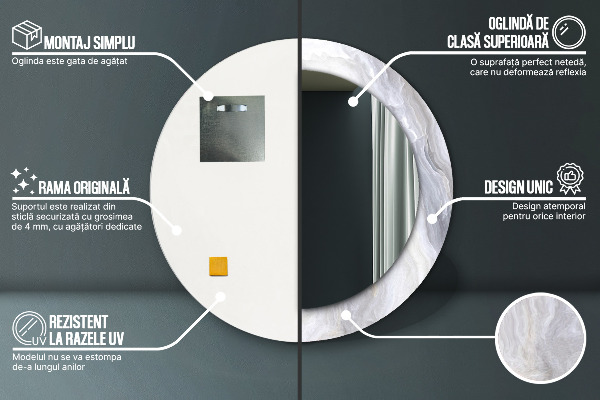 Round decorative mirror Abstract marble