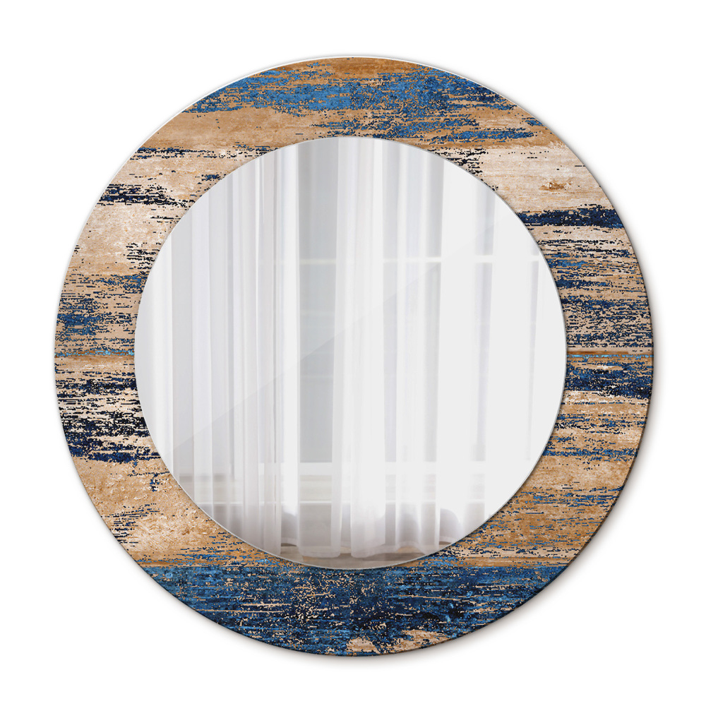 Round decorative mirror Abstract wood
