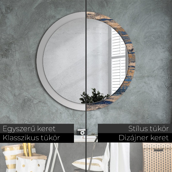 Round decorative mirror Abstract wood