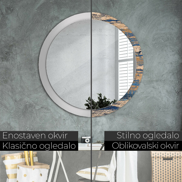 Round decorative mirror Abstract wood