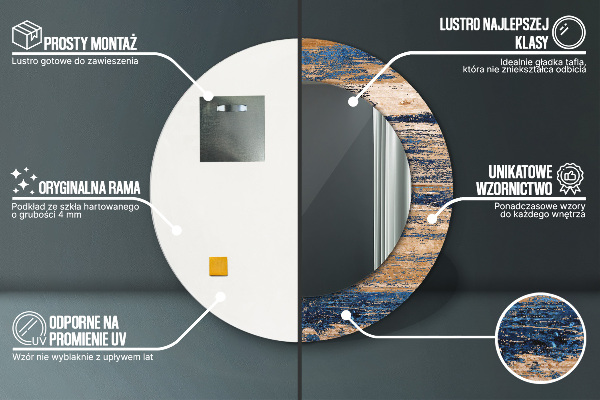 Round decorative mirror Abstract wood