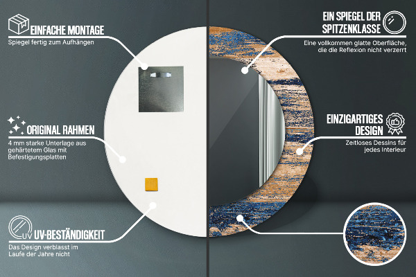 Round decorative mirror Abstract wood