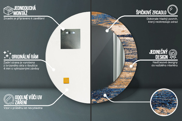 Round decorative mirror Abstract wood