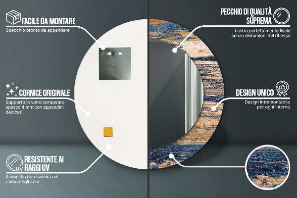 Round decorative mirror Abstract wood