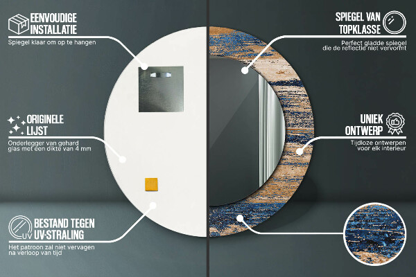 Round decorative mirror Abstract wood