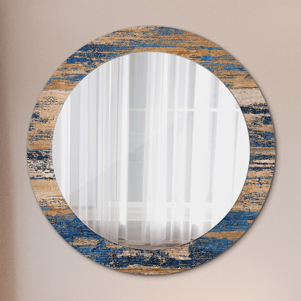 Round decorative mirror Abstract wood