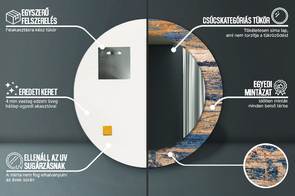 Round decorative mirror Abstract wood