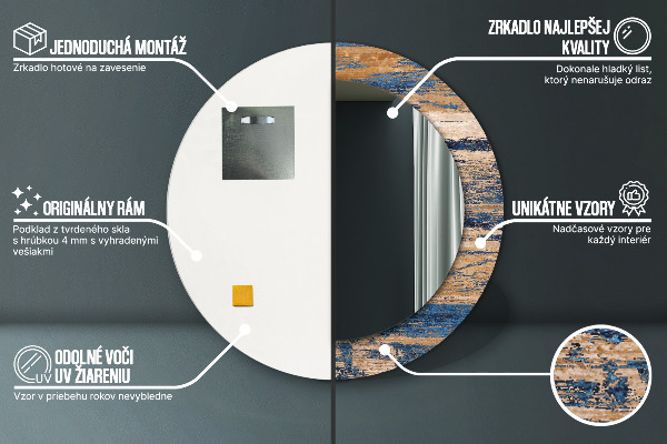 Round decorative mirror Abstract wood