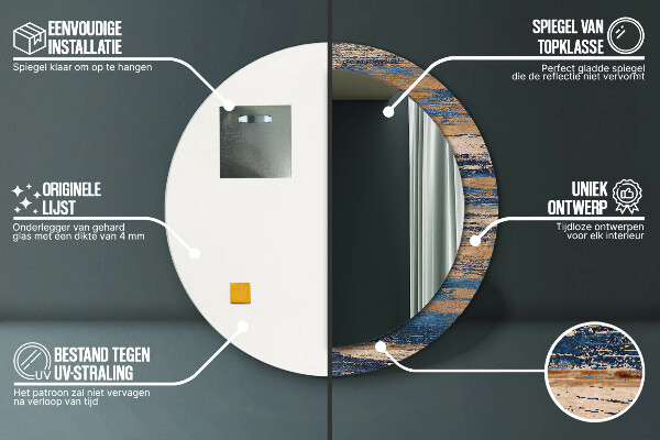 Round decorative mirror Abstract wood