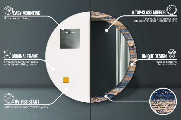 Round decorative mirror Abstract wood