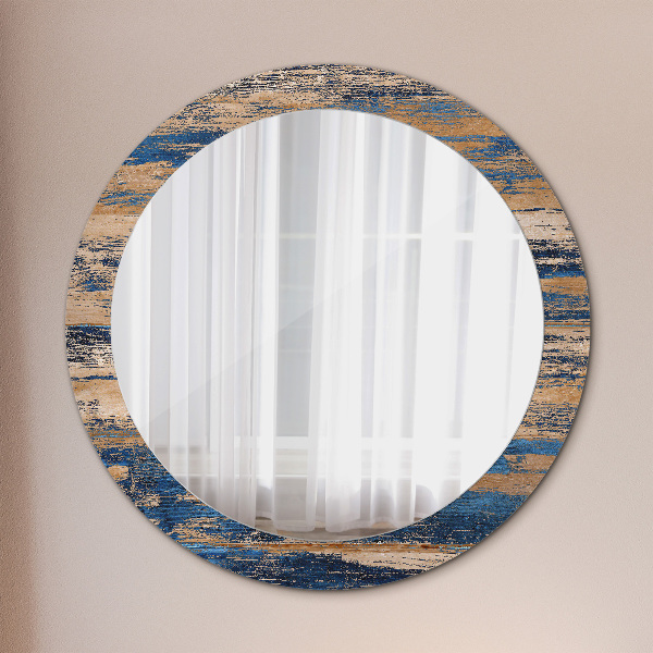 Round decorative mirror Abstract wood