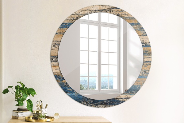 Round decorative mirror Abstract wood