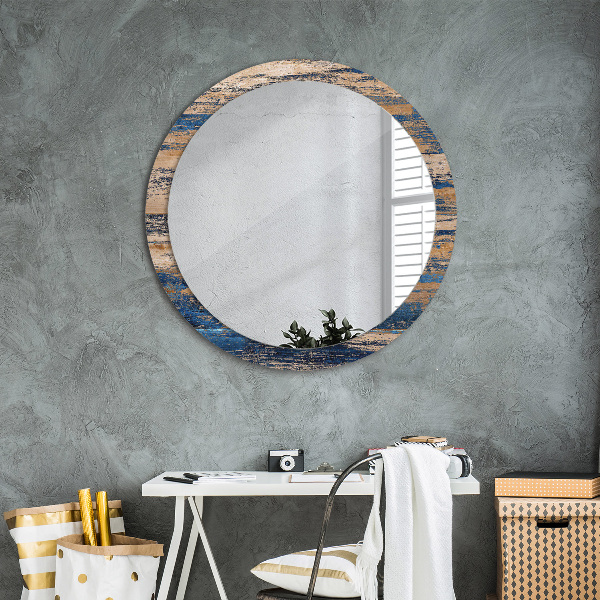 Round decorative mirror Abstract wood
