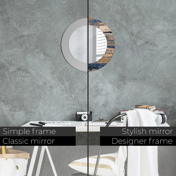 Round decorative mirror Abstract wood