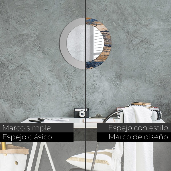 Round decorative mirror Abstract wood