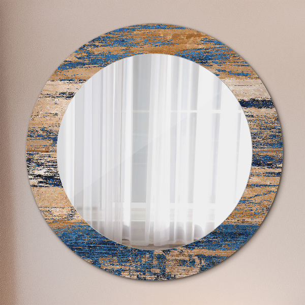 Round decorative mirror Abstract wood