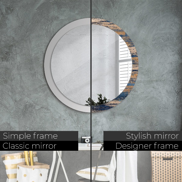 Round decorative mirror Abstract wood