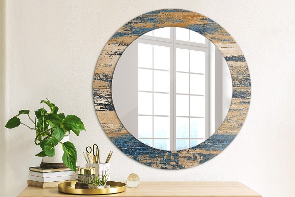 Round decorative mirror Abstract wood