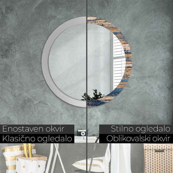 Round decorative mirror Abstract wood