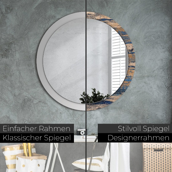Round decorative mirror Abstract wood