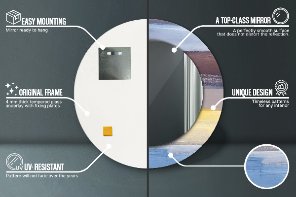 Round decorative mirror Abstract picture