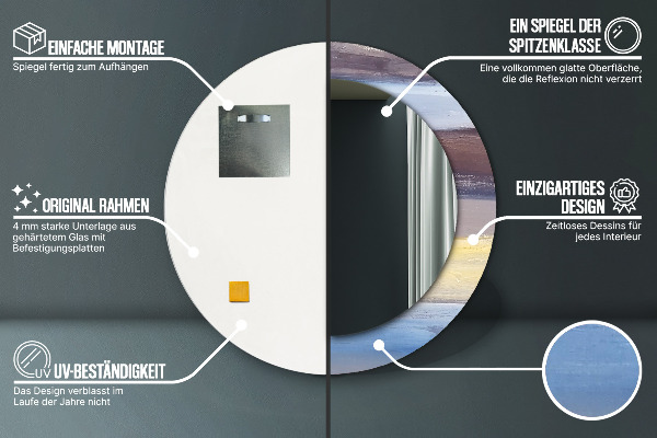 Round decorative mirror Abstract picture