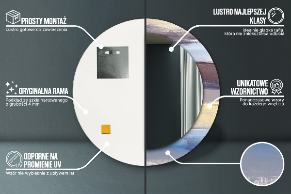 Round decorative mirror Abstract picture