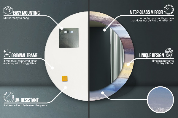 Round decorative mirror Abstract picture