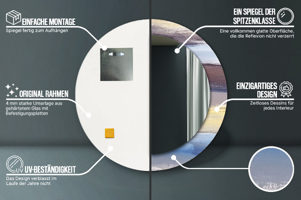 Round decorative mirror Abstract picture