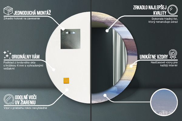 Round decorative mirror Abstract picture