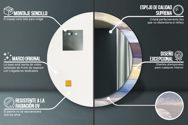 Round decorative mirror Abstract picture