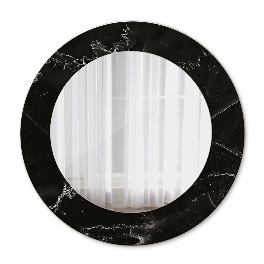 Round mirror frame with print Marble stone