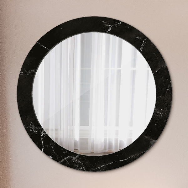 Round mirror frame with print Marble stone