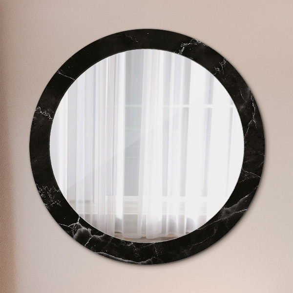 Round mirror frame with print Marble stone