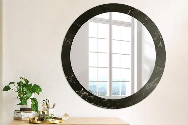 Round mirror frame with print Marble stone