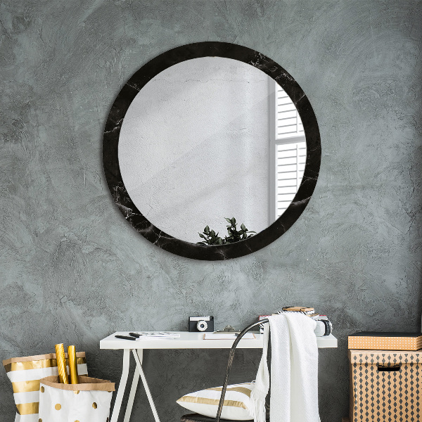 Round mirror frame with print Marble stone