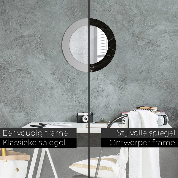 Round mirror frame with print Marble stone