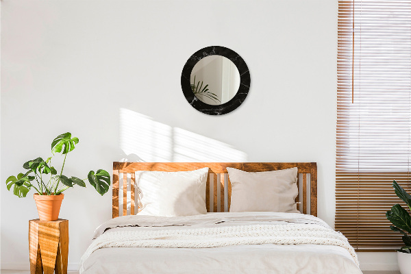 Round mirror frame with print Marble stone