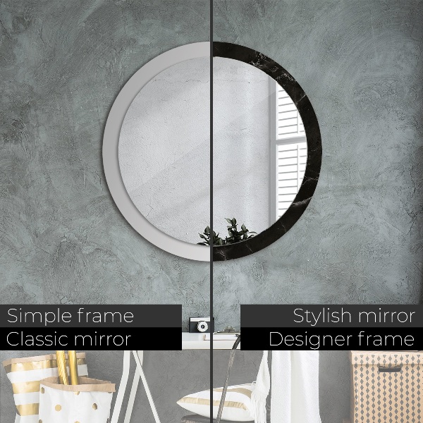 Round mirror frame with print Marble stone