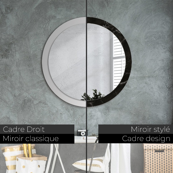 Round mirror frame with print Marble stone