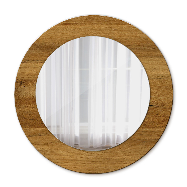 Round wall mirror decor Rustic oak