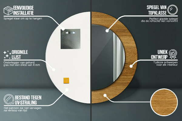 Round wall mirror decor Rustic oak