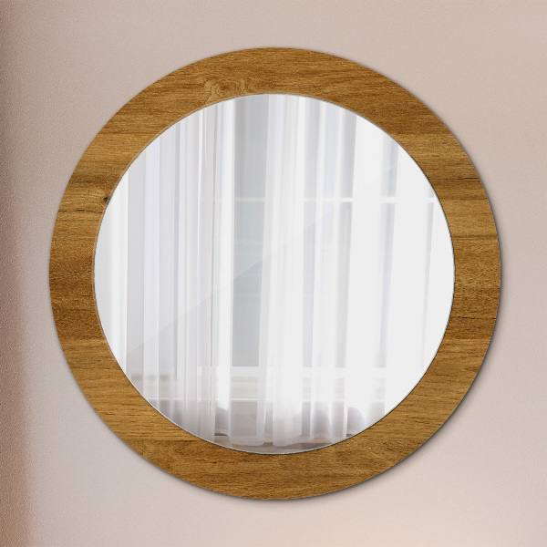 Round wall mirror decor Rustic oak