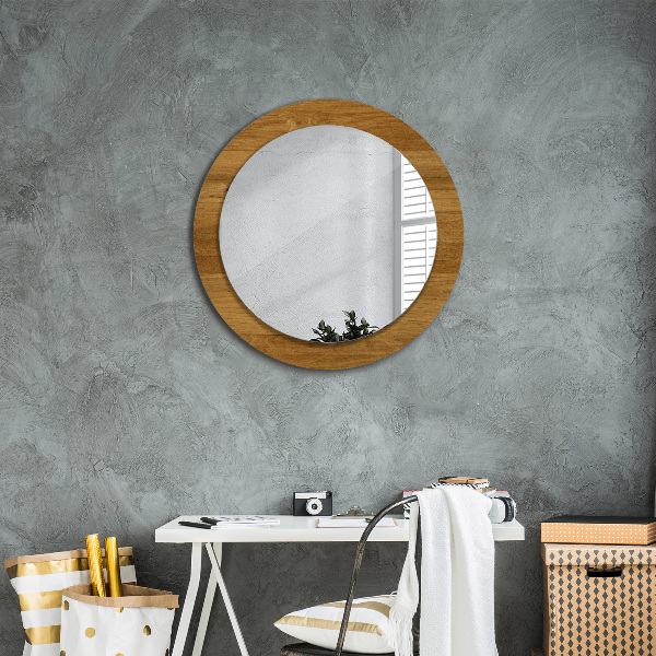 Round wall mirror decor Rustic oak