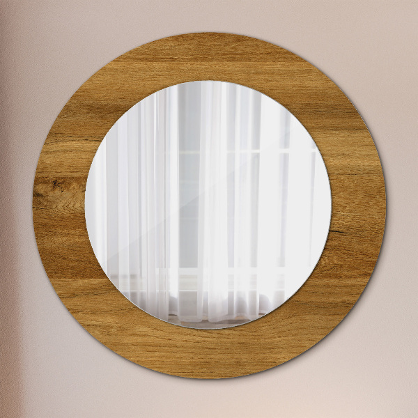 Round wall mirror decor Rustic oak