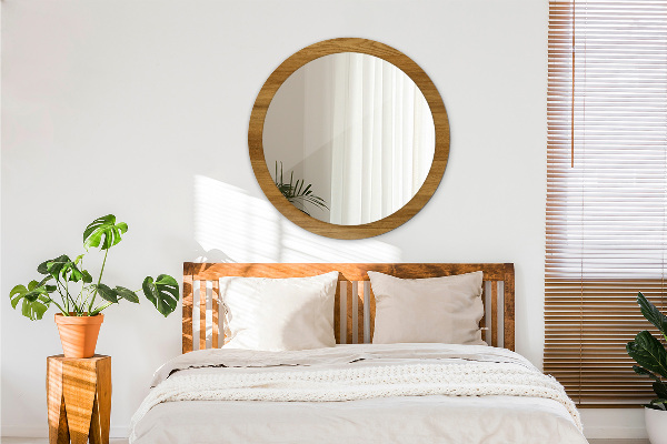 Round wall mirror decor Rustic oak