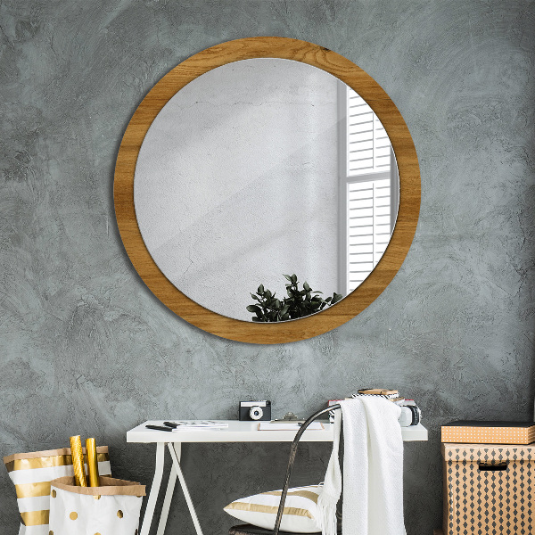 Round wall mirror decor Rustic oak