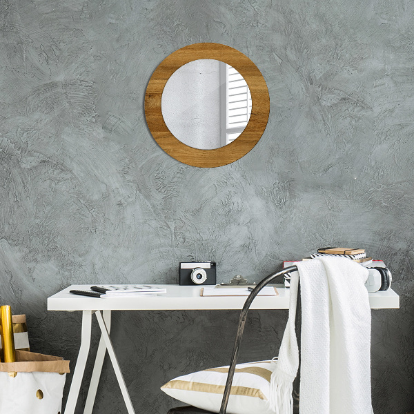 Round wall mirror decor Rustic oak